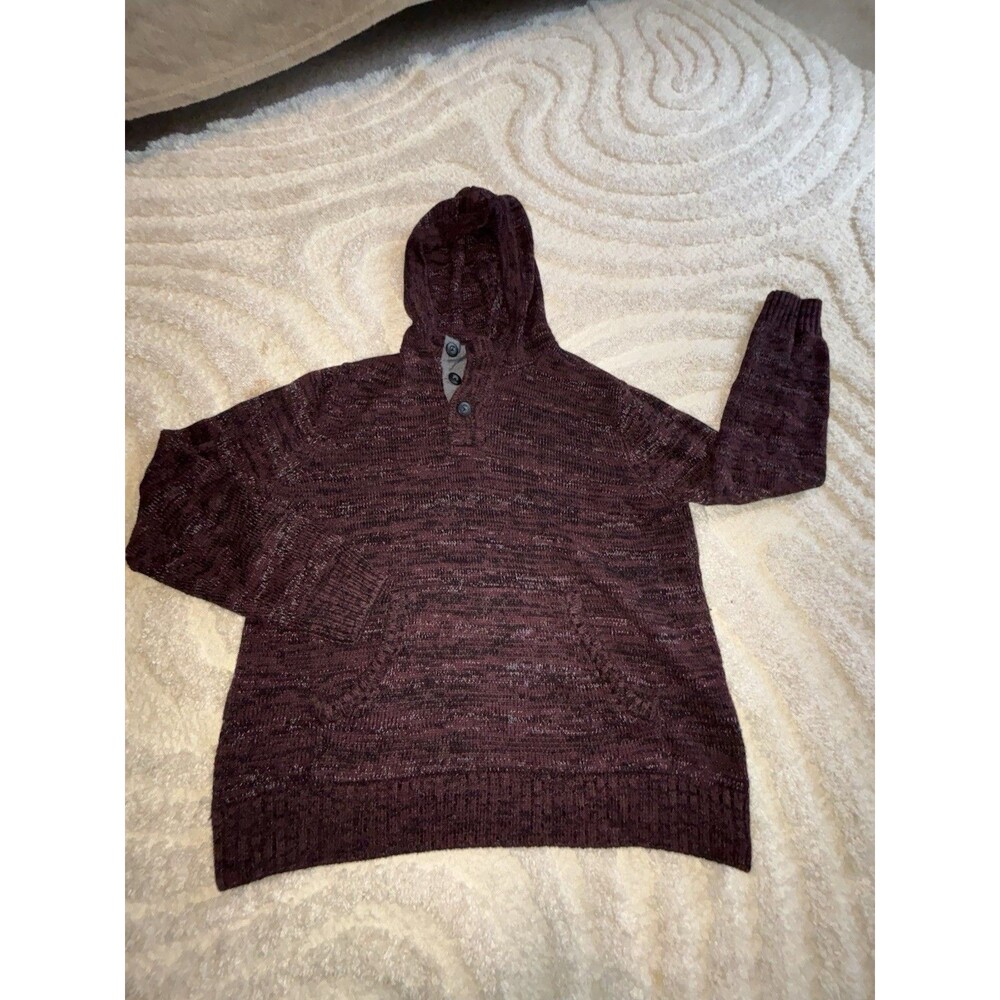 Urban Pipeline Maroon Red men’s XL Knitted Hoodie With Buttons